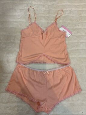 Peach Lace-Trim Cami & Shorts Sleep Set handmade